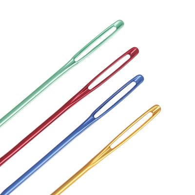 2Pcs Aluminum Bent Tip Tapestry Darning Knitting Needles Big Eye Sewing Needle