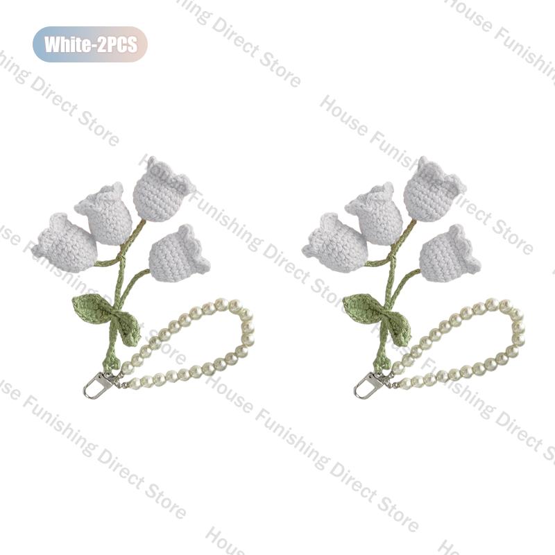 1-10PC Handmade Weaving Bag Pendant Lin Orchid Keyring Love Girl Pearl Chain Keychain Decoration Car Pendant Diy Bag Accessories