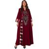AB052 Women's Embroidered Striped Abaya - Middle East Arabic Muslim Robe