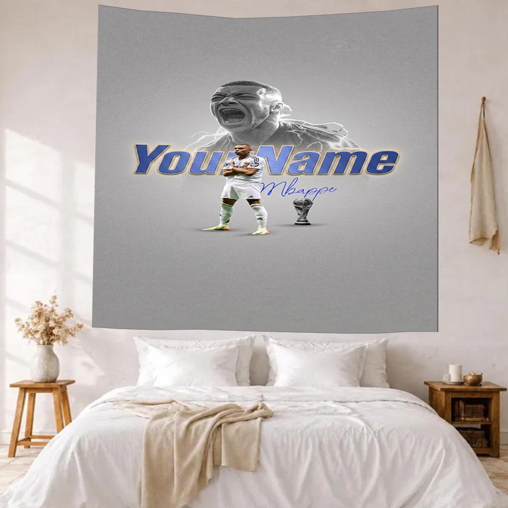 Mbappe Custom Your Name Wall Decor Tapestry Art For Pet Memorial Birthdaywedding Party Backdrop Family Gift