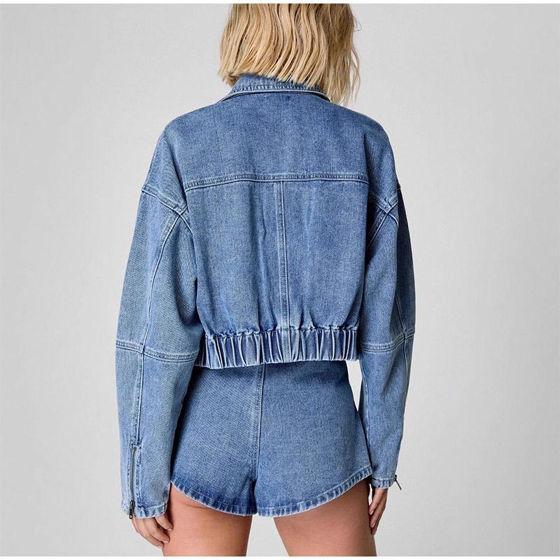Women's Denim Two-Piece Sets 2025 Spring Summer Outfit Fashion Pockets Female Jean Jackets Loose Shorts Solid Color New Matching Sets