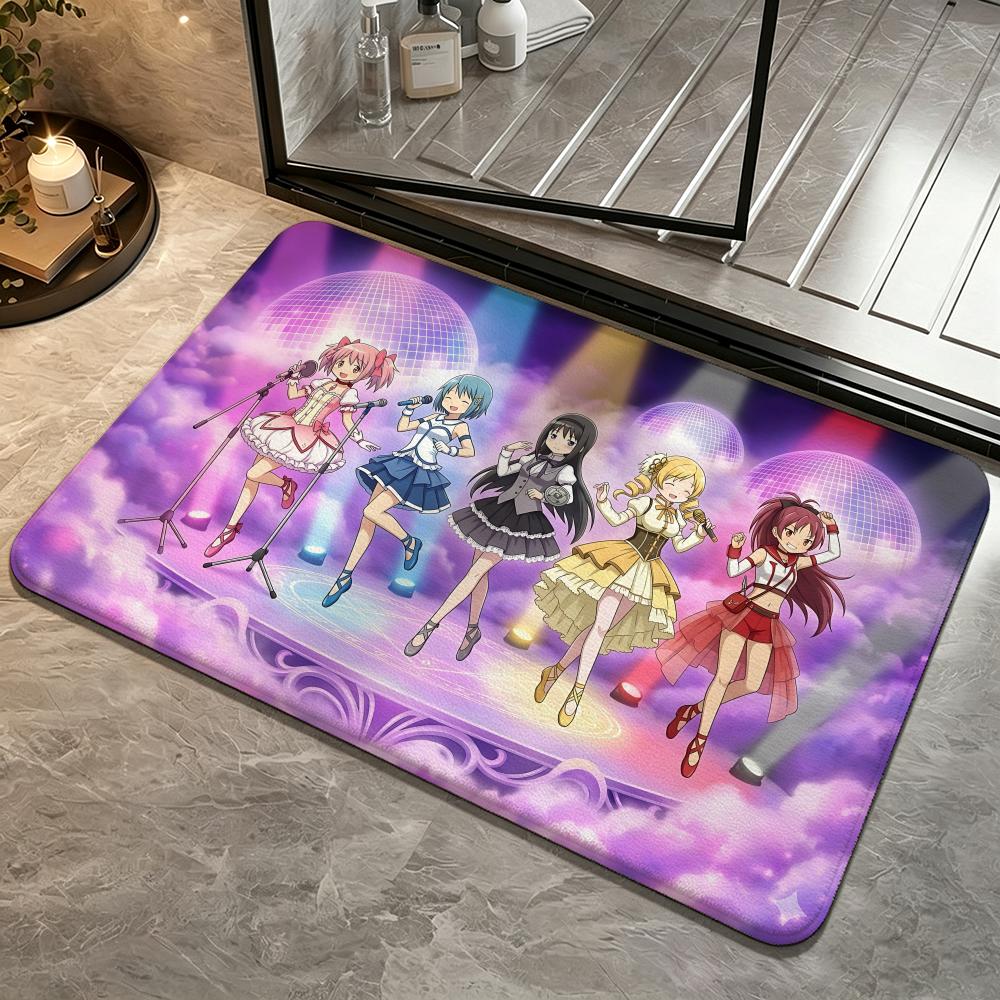 Anime-Puella Magi Madoka MagicaS Floor Mat Bedroom Carpet, Bathroom Foot Mat, Doormat, Non-Slip Absorbent Multi-Use