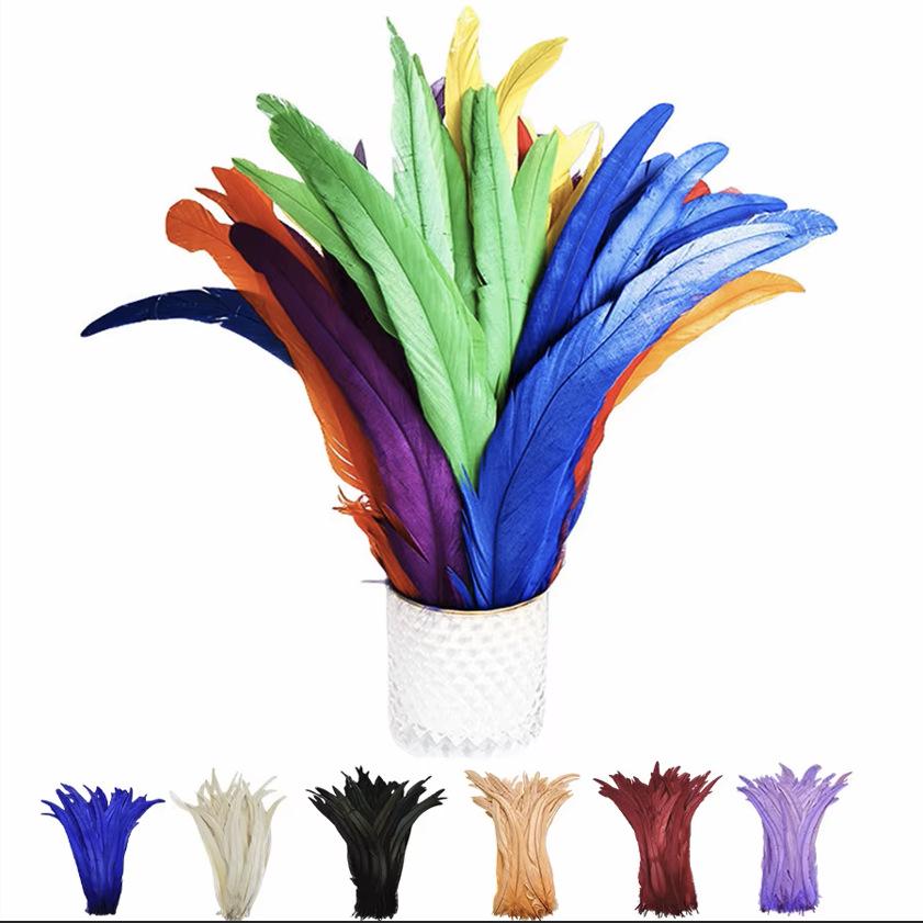 Natural Rooster Tail Feathers for DIY Clothing Accessories, Handmade Props & Tassels