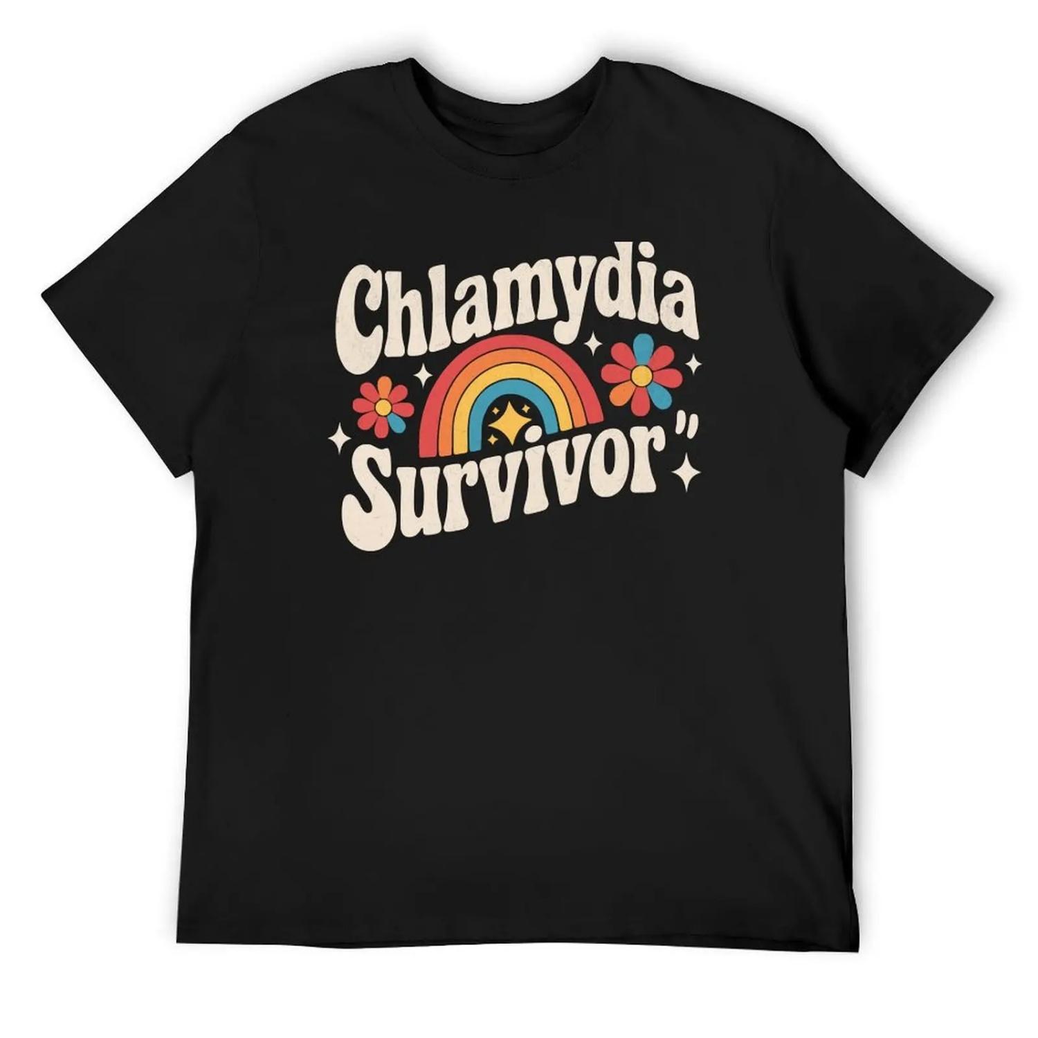 Chlamydia Survivor T-Shirt plus size clothes T-shirts man funny shirt cotton essential t shirt mens graphic t-shirts pack S