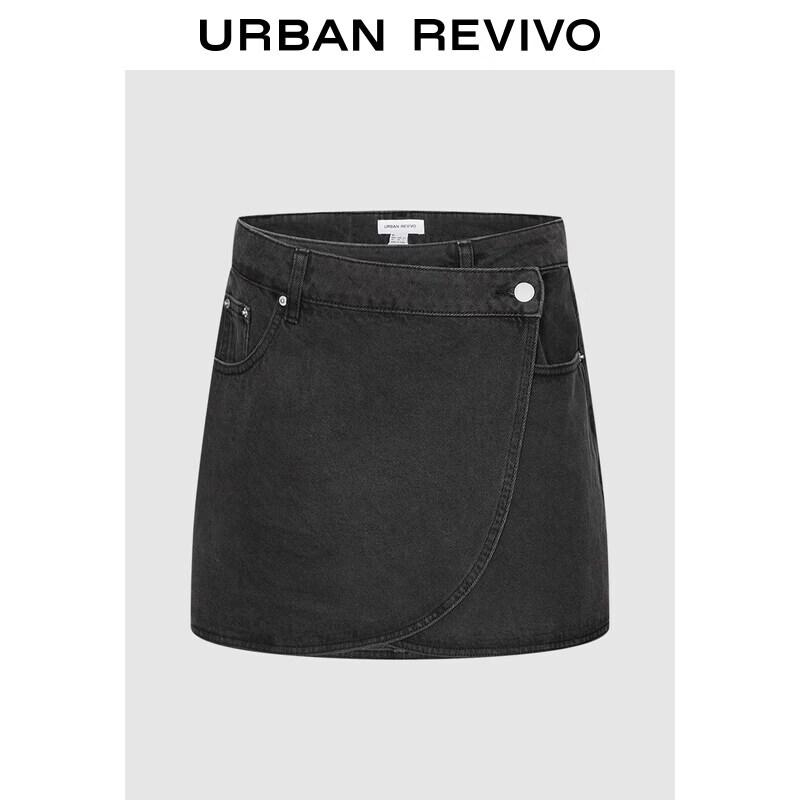 UR2026 Asymmetric Placket Denim Skirt M