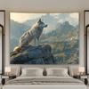 Majestic Wolf on Rocky Cliff Tapestry  Perfect for Adding Nature and Adventure Style to Any Room Decor Ideal for Home Use