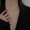 New 925 Silver Double Ring Heart Necklace Women Clavicle Chain Simple Elegant Wedding Jewelry Gift for Her