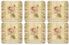 Pimpernel Antique Rose Linen Coasters Set of 6 -