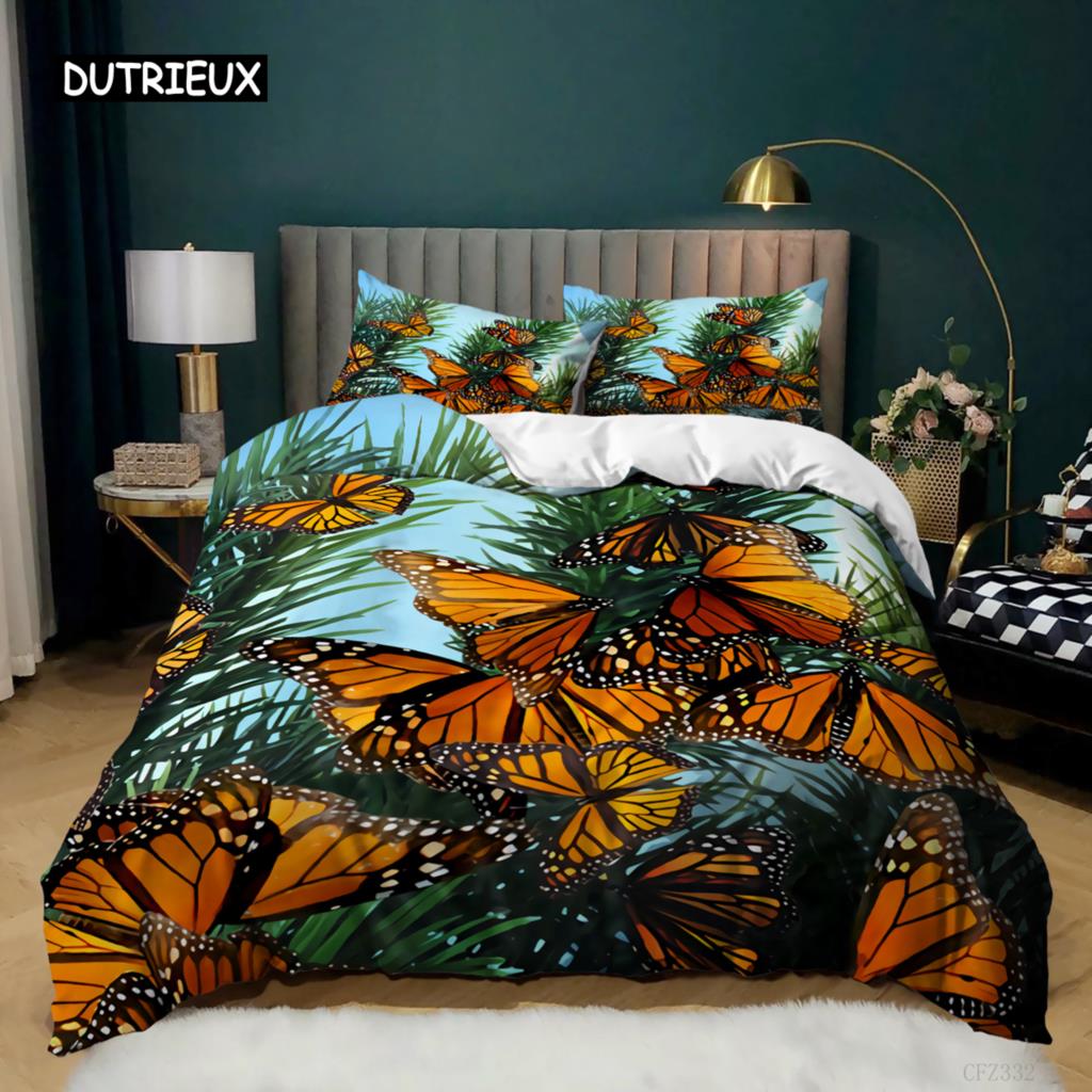 Butterfly Duvet Cover Set Full Size Butterfly Bedding Set for Kids Teens Microfiber Bohemian Style Butterflies Comforter Cover
