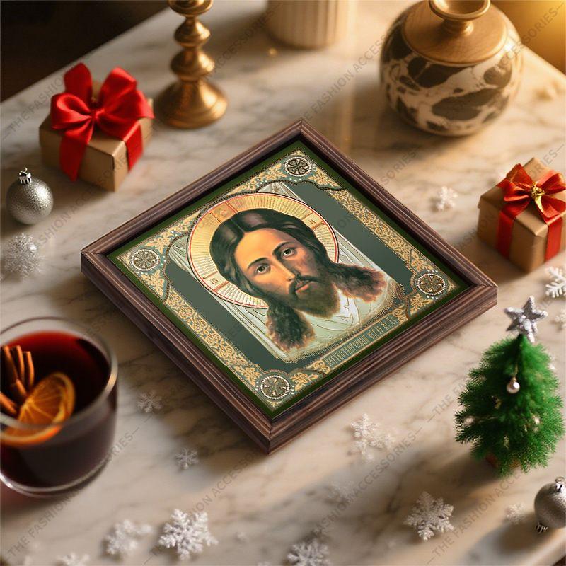 Decorative Painting of Orthodox icons,Consecrated Icon "Saved by a miracle",Photo Frame painting,Christian Wall Art,20cm*20cm,Spiritual Decor Gift
