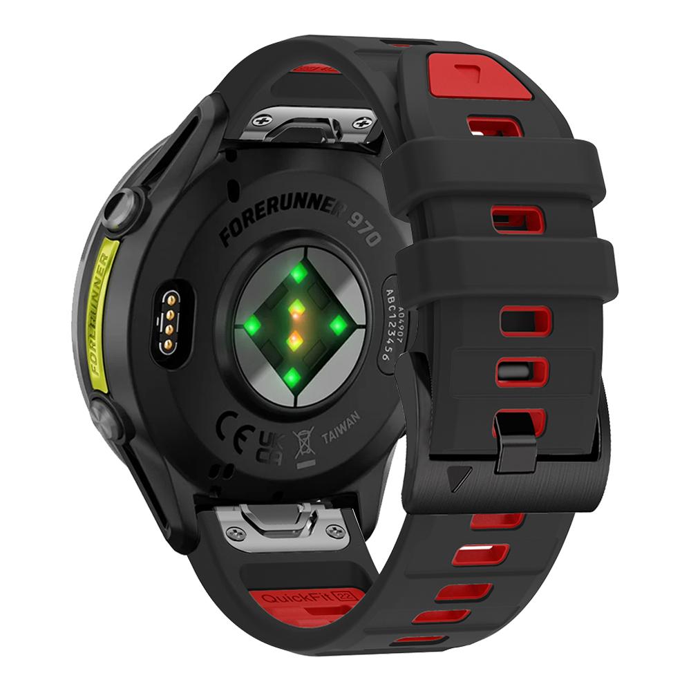 QuickFit 22mm Two-Tone Silicone Band For Garmin Forerunner 970 965 955 Solar 945 935 745 Descent G2 Fenix E Watch Strap Bracelet