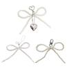 Elegant Keychain with Heart Pendant Fashionable and Practical Bead Bowknot Keyring Key Charm for Bag Decoration
