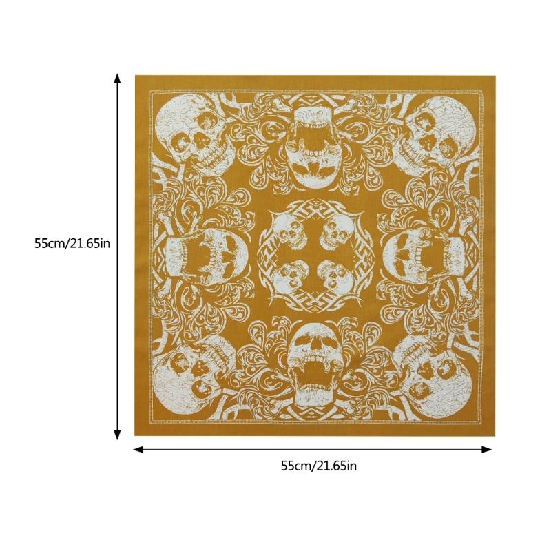21'' Skull Pattern Bandana Head Scarf for Women Male Square Turbans Head Scarf Colorful Head Wrap Headwear