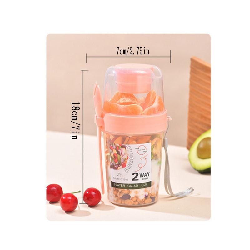 1PCS Portable Cereal Cup, Overnight Oats Container with Lid and SpoonFor Yogurt Salad, Fruit Oatmeal, Cereal, Overnight Oats, Br