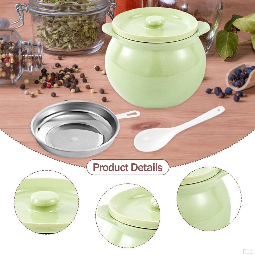 Container with Strainer, Kitchen Canister, Frying Oil Storage Can for Cooking, Restaurant, Farmhouse