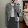 Chaqueta de punto acanalada para mujer, ropa de mujer, suéter tipo túnica con cuello redondo, suéteres casuales de moda de punto, suéteres recortados, jersey para mujer