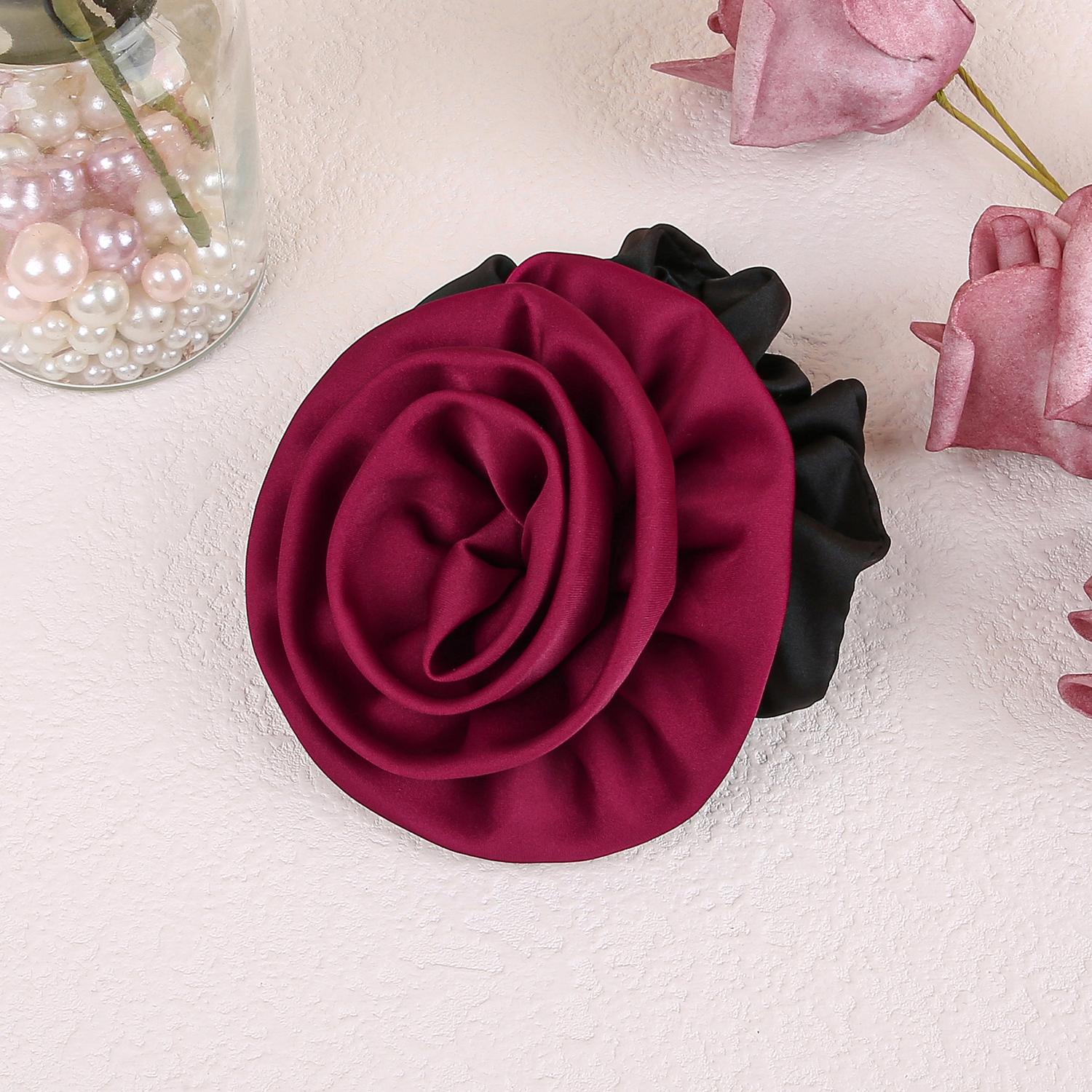 

Модная винтажная повязка для волос в горошек с розой, изысканная высокоэластичная красная роза, резинка для волос для хвостика, аксессуары для волос для пучка