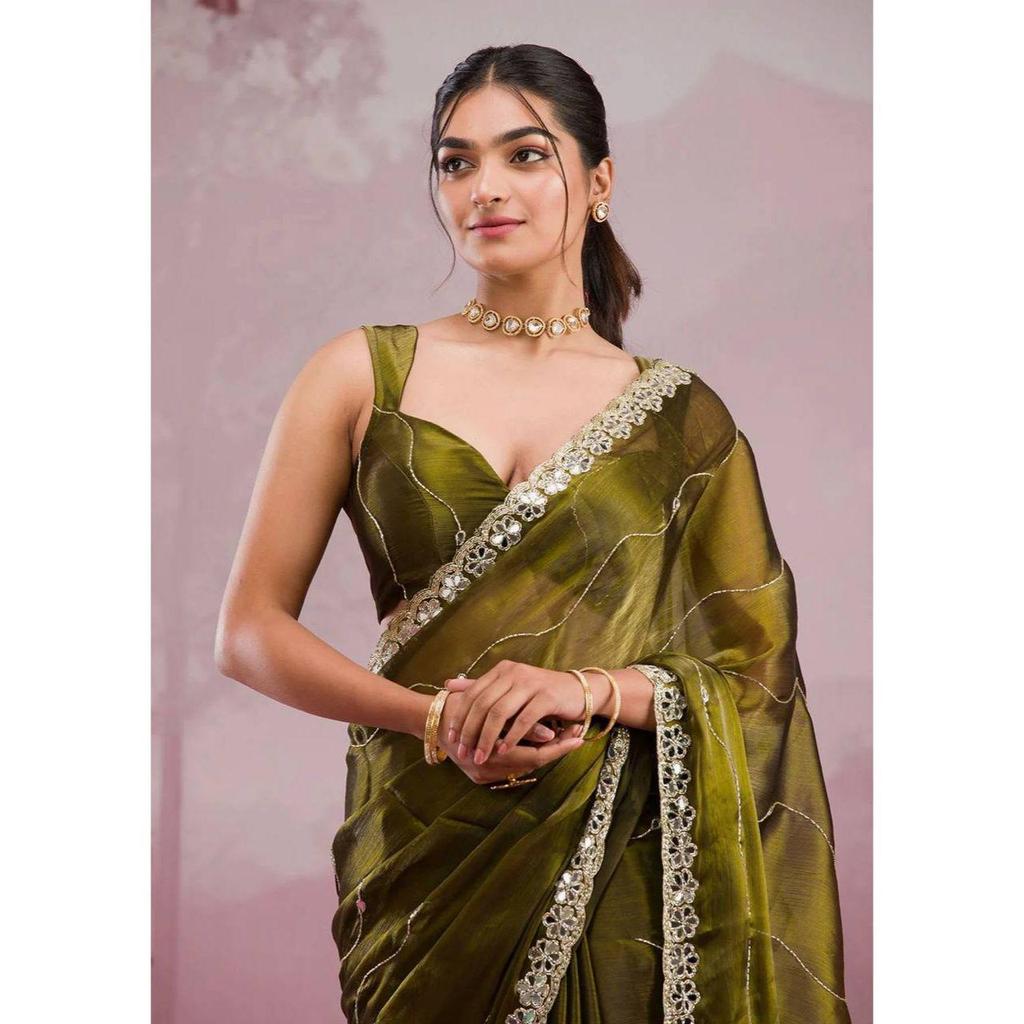 Premium Designer Mirror Work Saree Collection