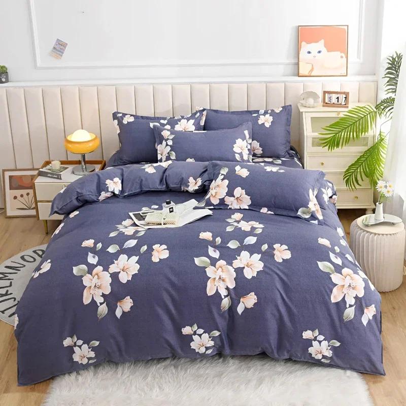 Romantic Peony Floral Duvet Cover Set Reversible Shabby Flower Comforter Cover with 2 Pillowcase Vintage Farmhouse Bedding Set