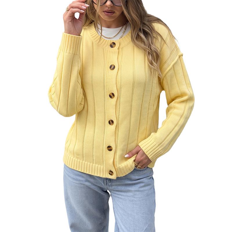 European Wool Knit Cardigan - 2026 Autumn Winter Collection: Casual Loose Long Sleeve Sweater Coat for Women