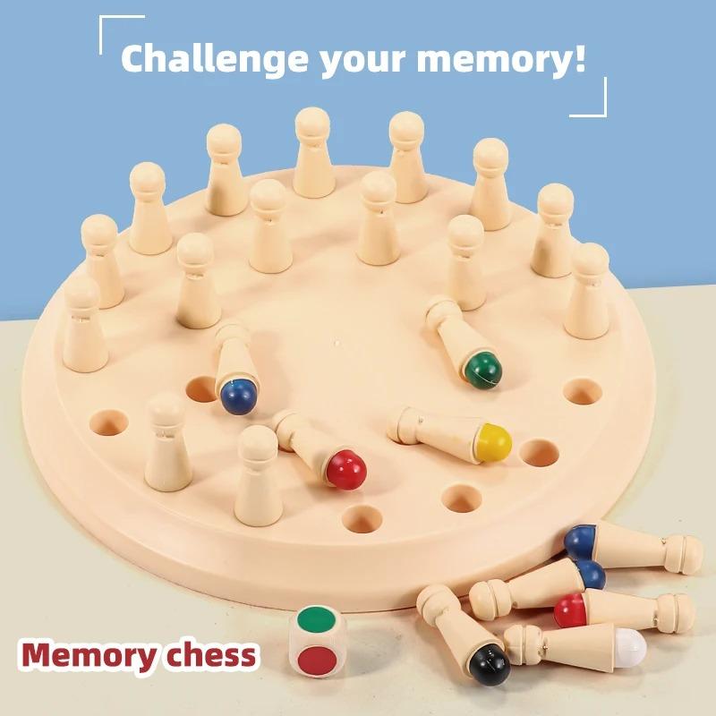 Wooden Memory Chess^Board Color Memory&Matching Brain-Teasers Game Learning\Activities Educational Montessori Toys for Kids Gift