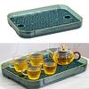 Dish Drain Tray Clear Rectangular Simple Appearance Plastic Double Layer Tea Tray for Kitchen Living Room