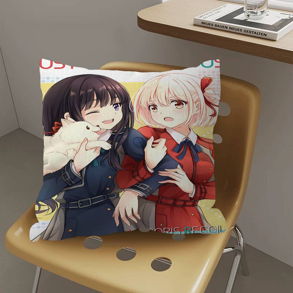 Anime Lycoris Recoil Cushion Cover Car Throw Pillow Case For Sofa Car Christmas Gift 40x40cm 45x45cm