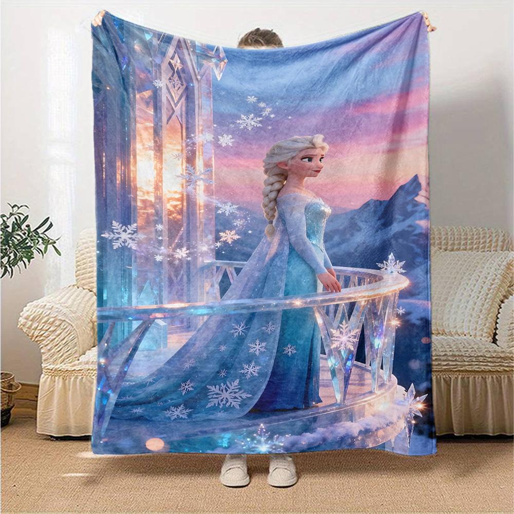 1pc snowflake, Elsa blanket Lightweight Flannel Throw for Sofa Bed Travel Camping Livingroom Office Couch Chair