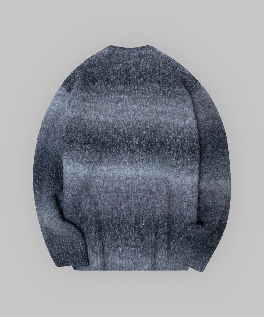 SOME PLACE Gradient Stripe Oversized Round Knit [Gray]