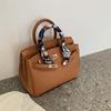 New Fashionable Lychee Pattern Lock Platinum Bag Portable Shoulder Oblique Span Women's Bag