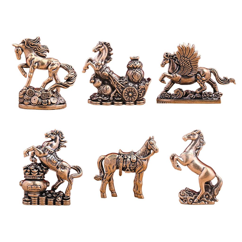 Horse Miniature Figurine Tabletop Ornament Art Crafts Vintage Feng Shui Decor for Table Desk Home Decoration Birthday Gift