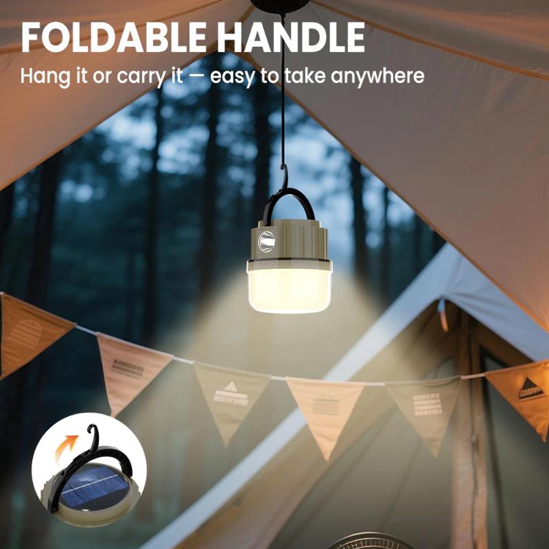 Solar Camping Light 2400Mah Rechargeable Led Ipx5 Waterproof Portable Emergency Lamp Outdoor Multifunctional Camping Light