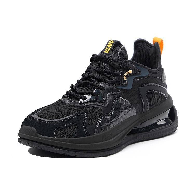 Anta Fabric Synthetic Leather Shock Absorbing Non-Slip Low-Top Casual Shoes Men Shoes Black 112138812-3