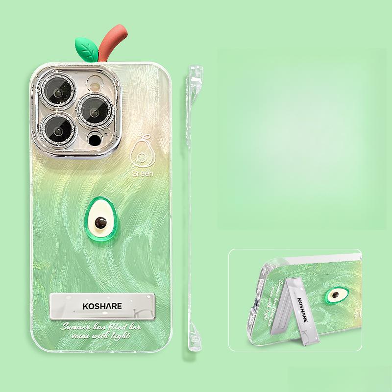 Peach Doll Stand Applicable To Apple 16promax Mobile Case Huawei Oppo Xiaomi Vivo Feather Yarn Borderless