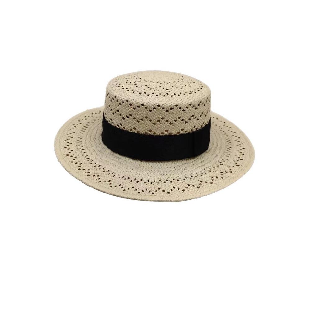 Dale Le Fine Paper Braid Hand-Woven Straw Hat Women'S Summer Visor Ins Wind Hollow Niche Sunscreen Cap
