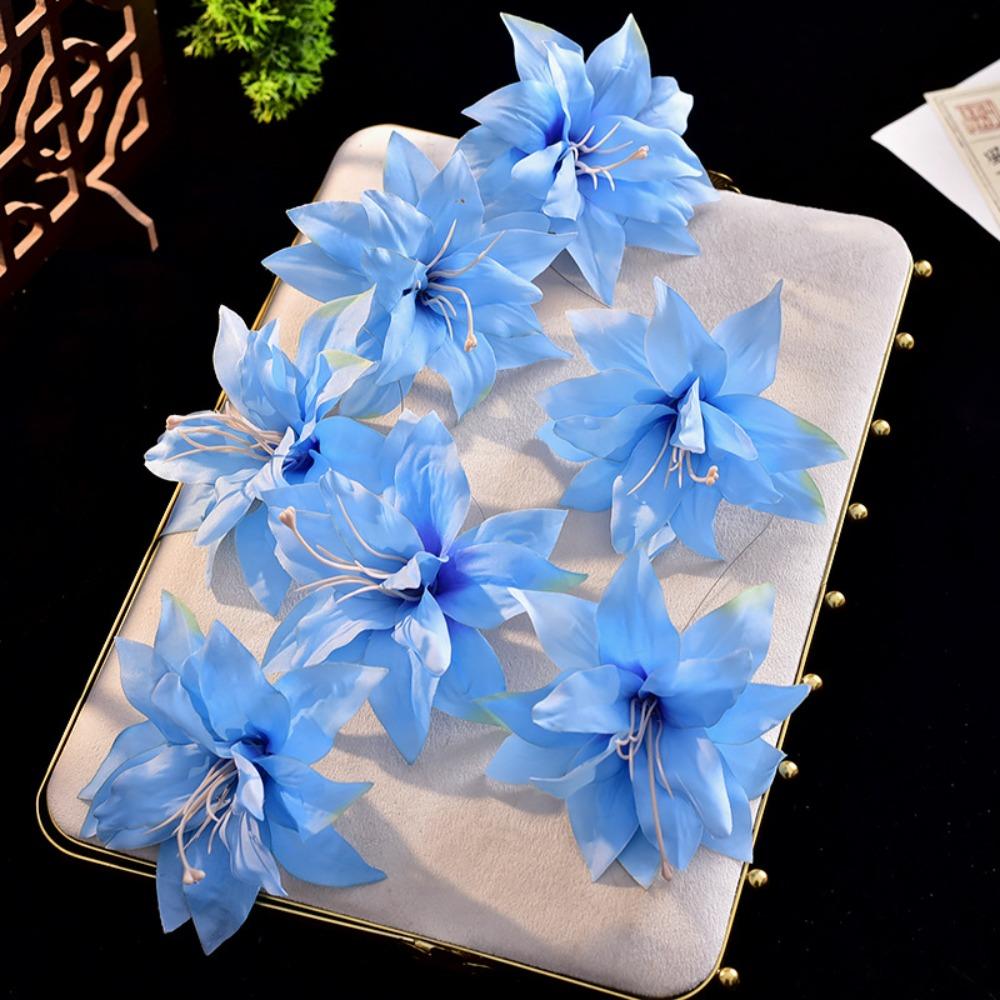 

Elegant Bridal Headwear Flower Tassel Hair Jewelry New Bride Headdress Photography Accessories синий