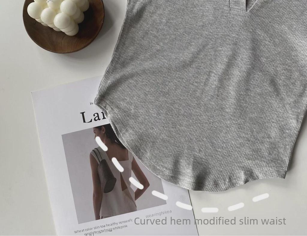 2024 Summer Slim Fit U-Shaped Polo Collar T-Shirt for Women – Short-Sleeved Hot Style