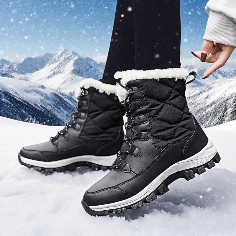 New Winter Snow Boots Thickened Warm Outdoor Mountaineering Shoes Women Cotton Snow Boots Waterproof High Top Cotton Shoes