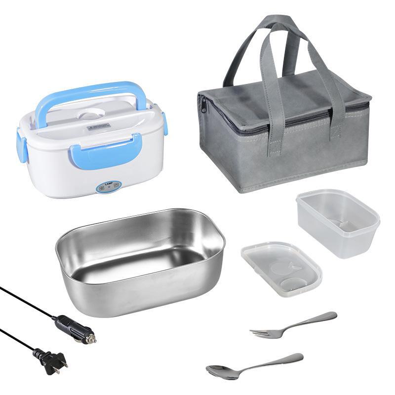 

110 В портативный двухцелевой подогреваемый ланч-бокс из нержавеющей стали для автомобиля и дома 220V European standard синий