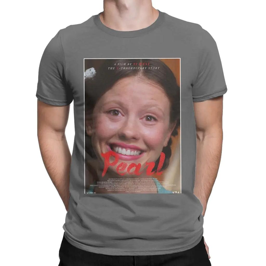 Men T-Shirts Pearl Phrase Horror Movie Halloween Leisure Cotton Tees Short Sleeve T Shirt Round Collar Tops Plus Size