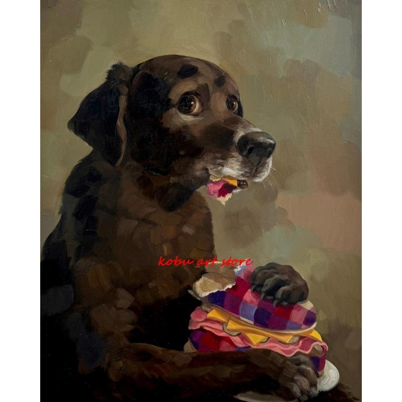 Vintage Funny Puppy Eating Donut Art Poster Print Cute Amusing Kitten Eating Snacks Canvas Painting Living Room Wall Home Decor