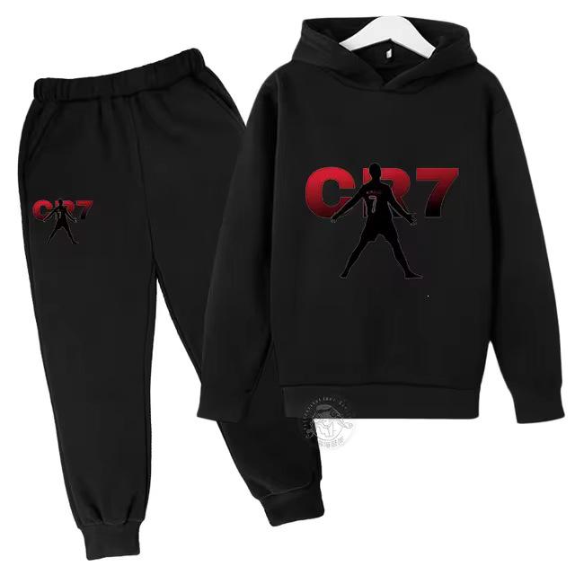Conjunto Esportivo CR7 Infantil Primavera/Outono, Moletom com Estampa de Futebol e Calça, Edição 2025, Festival.