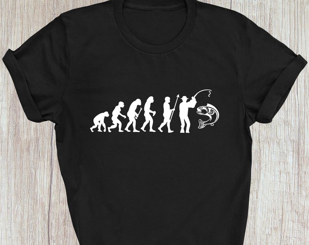 Evolution Funny Fishing T-Shirt Fisherman, Fishing Gifts Angling Angler Fish Fathers Day Daddy Grandad Gift Tee Men's Birthday Xmas Tee Tops