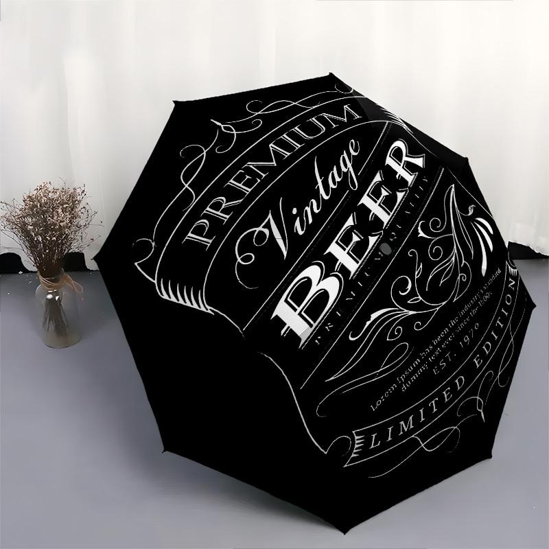 1pc Premium Beer Automatic Open Close Umbrella Windproof Canopy, Automatic Open Close Button10151