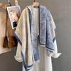 New Retro-style Printed Scarf Multi-color Splicing Contrasting Color Design Autumn Versatile Warm Imitation Cashmere Shawl
