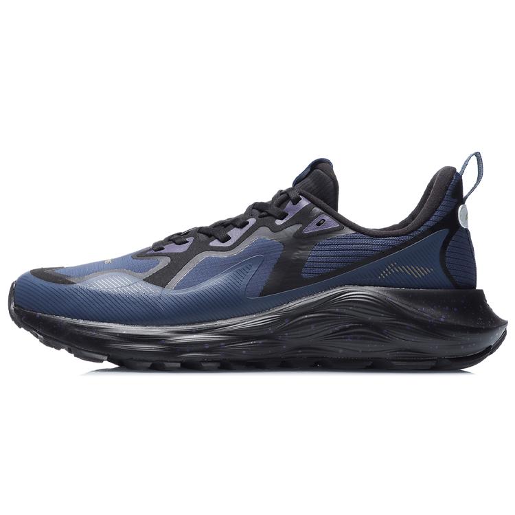 New LiNing Cloud Shield Cushioned Anti-Slip Wear-Resistant Lightweight Breathable Low-Top Running Shoes Men's Blue Black ARHR079-2