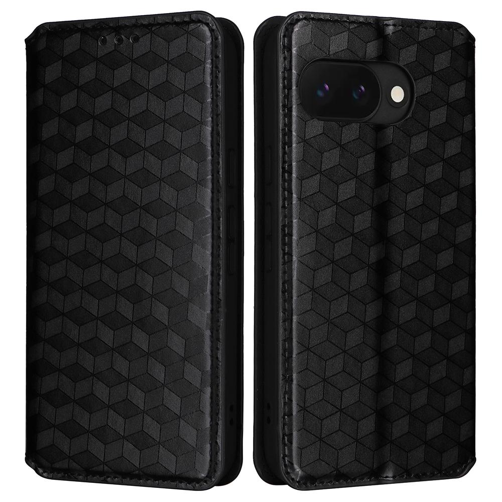 For Google Pixel 9a Wallet Case Rhombus Imprinted Leather Phone Cover