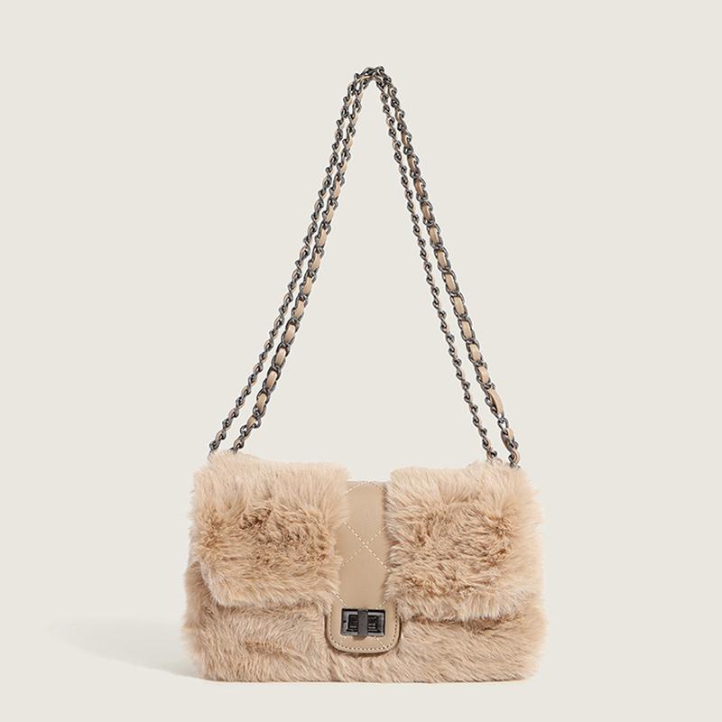 

Женщины Сумка на плечо Зимний стиль Высокое качество Искусственный мех Сумка Messenger Сумка Повседневная сумка для покупок Леди Цепочка Сумка