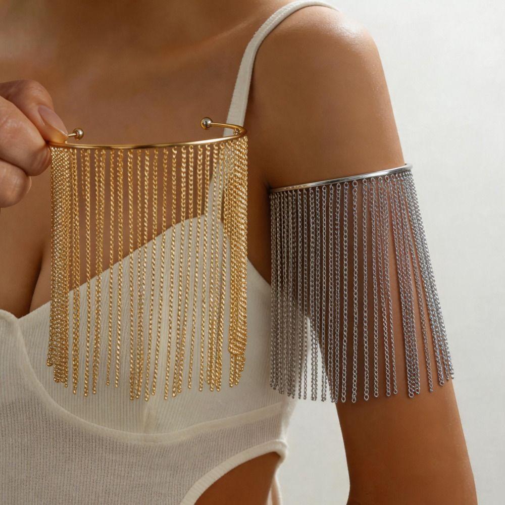 Adjustable Alloy Arm Cuff Bracelet Exquisite Design Fringe Arm Cuff Body Chain Party Wear