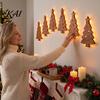 Rustic Christmas Home Ornaments 7PCS Wooden Wall Lights, Warm LED Backlight Glowing Silhouette Decorative Elk Figures Pendants, Style Hanging